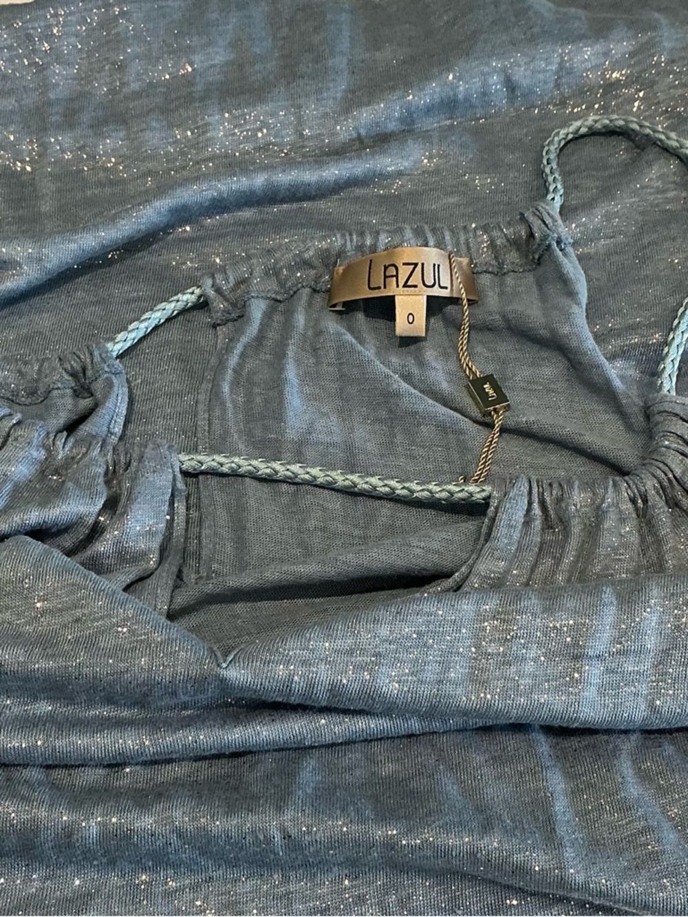 LAZUL Shimmery Blue Maxi Dress with Braided Straps - Picture 5 of 7